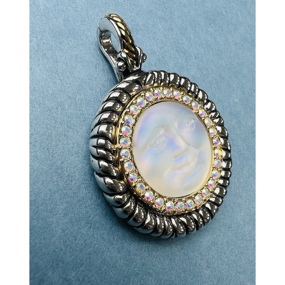 Kirk's Folly Crystal & Gold Tone Smiling Moon face Pendant - Picture 2 of 8